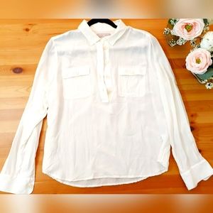 **°°SOLD**100% Silk Banana Republic White Shirt, Size L